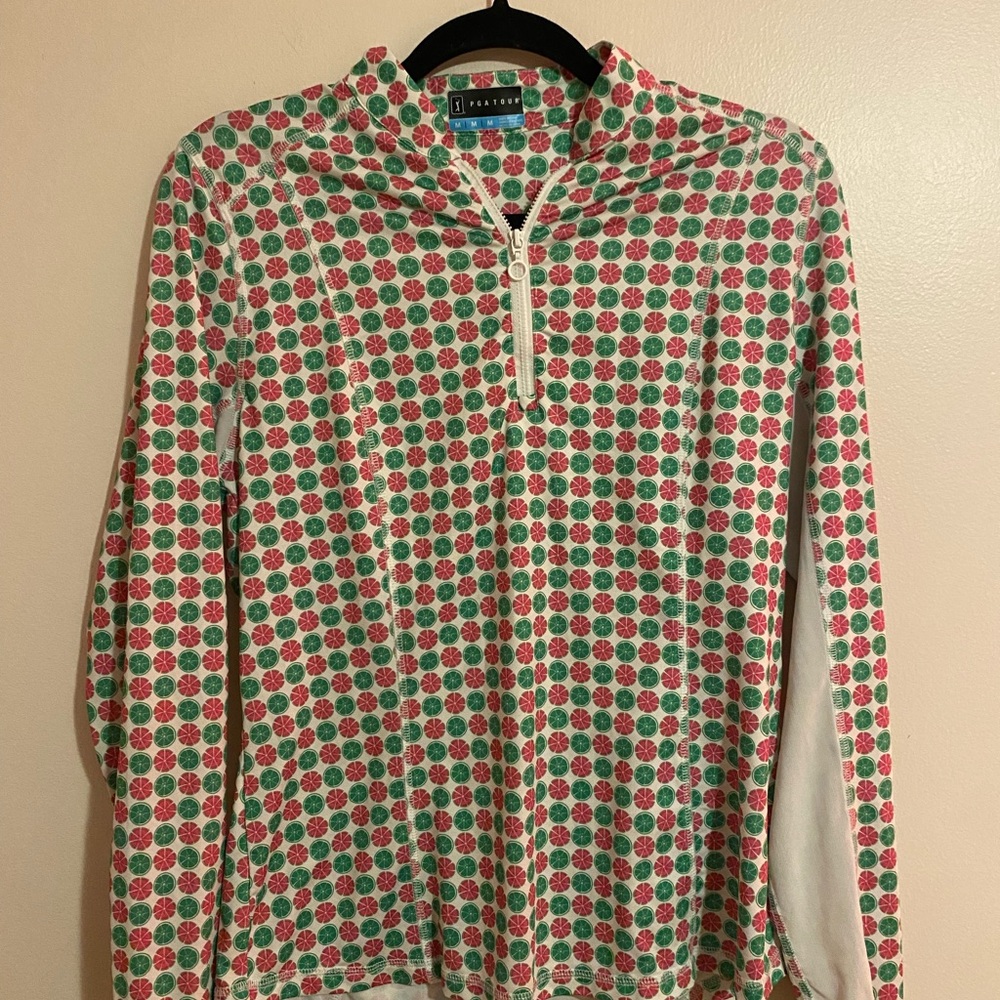 PGA Tour Citrus Pattern Polo - Red and Green